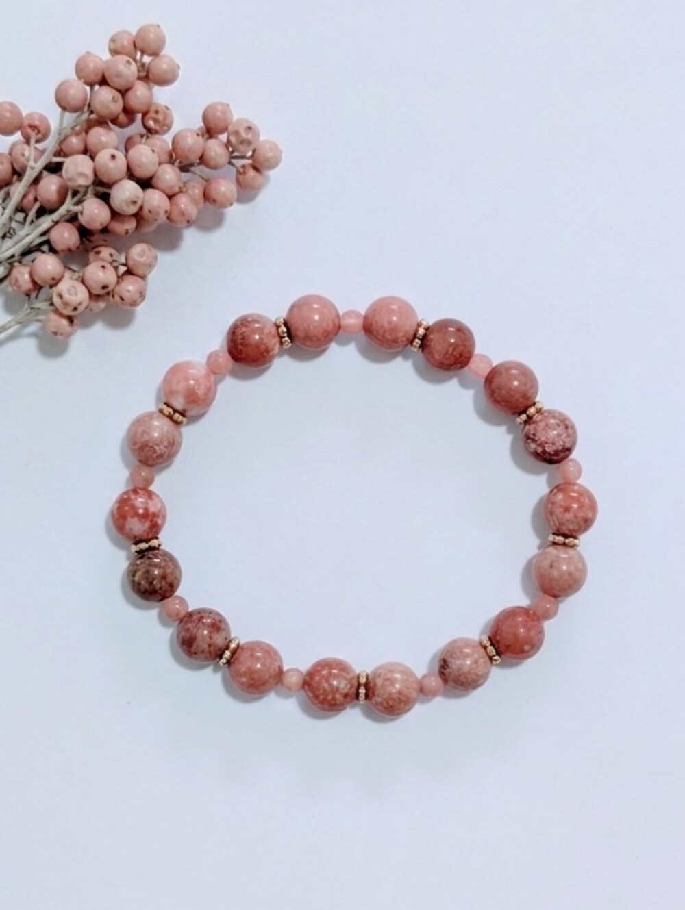 Thulite/Rhodochrosite Bracelet